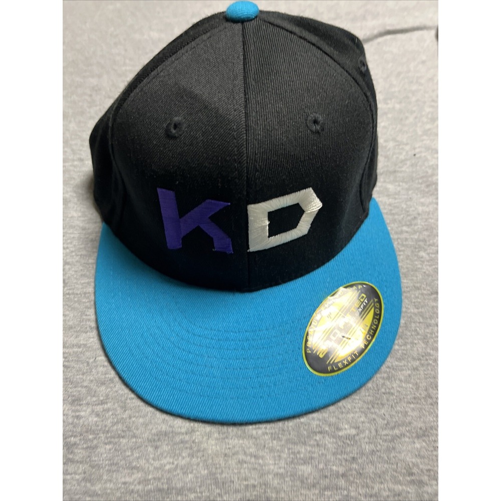 KD Blue Lids Hat Sz 6 7/8 - 7 1/4 Purple Black White Flexfit 210 Fitted KD
